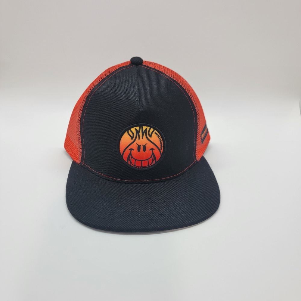 World Industries Flame Boy Trucker Hat Black Orange Mesh Snapback WI-HT14277AQ